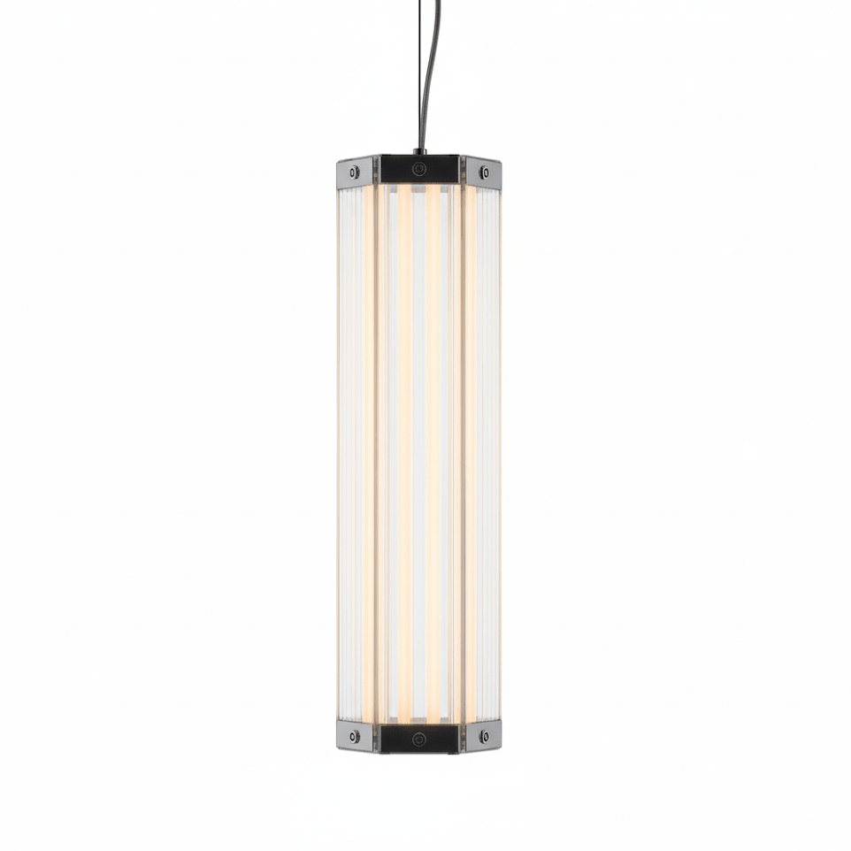Hexagonal Pendelleuchte aus Glas