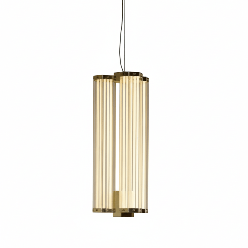Hexagonal Pendelleuchte aus Glas