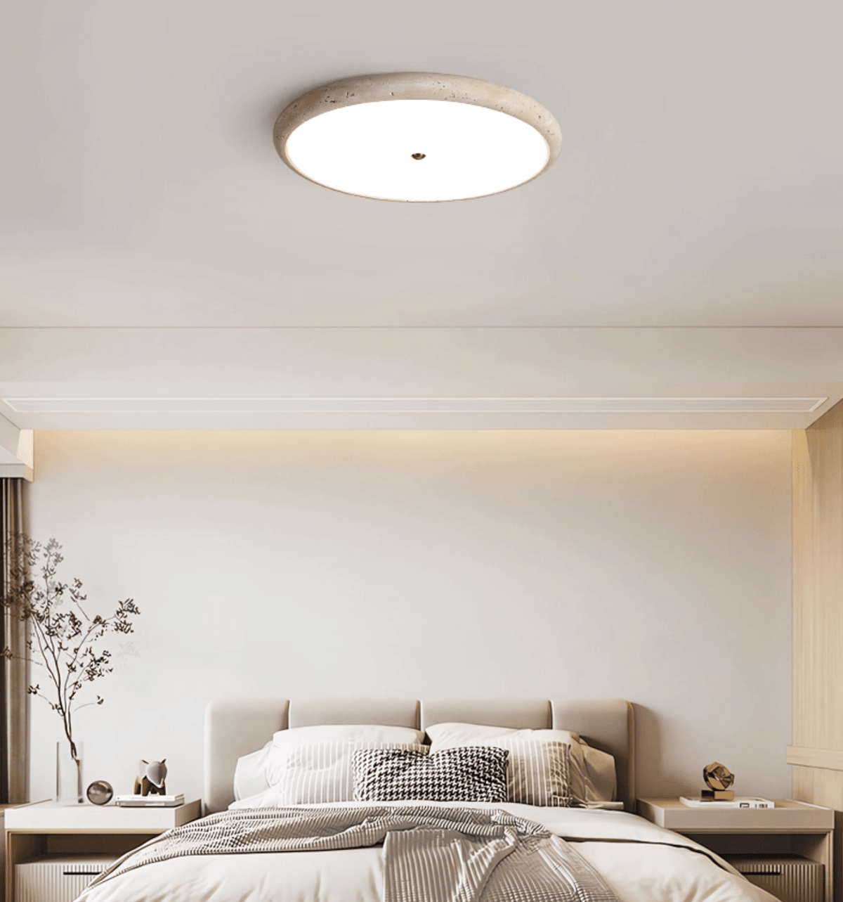 Taveria Travertine Halo flache Deckenleuchte