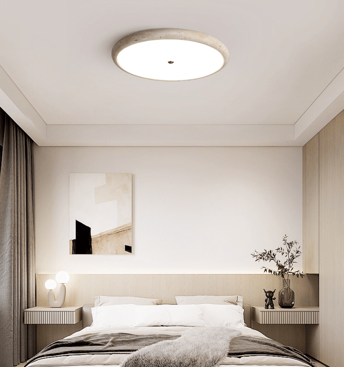Taveria Travertine Halo flache Deckenleuchte
