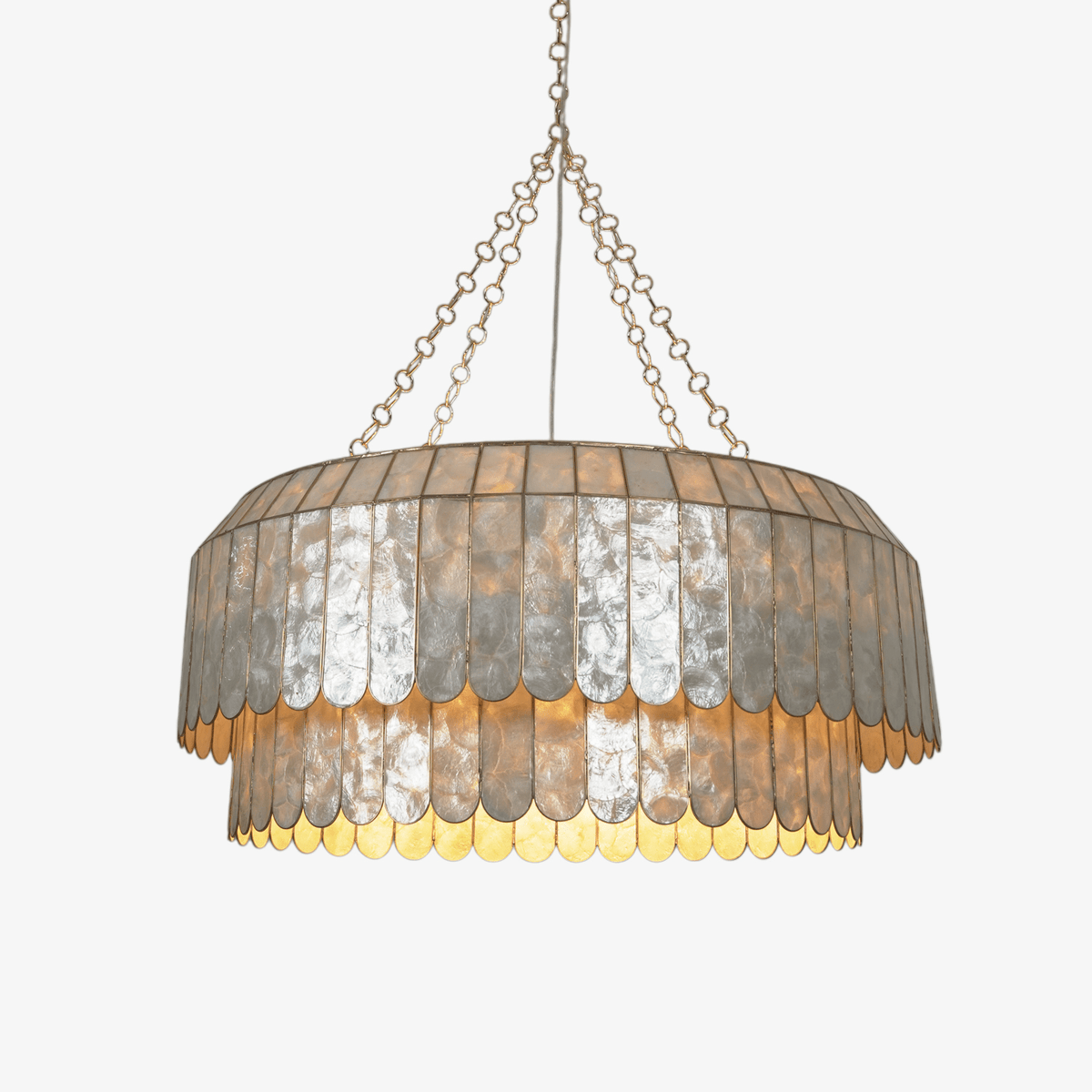 Holz Gold Muschel-Metall Aurelia Kronleuchter