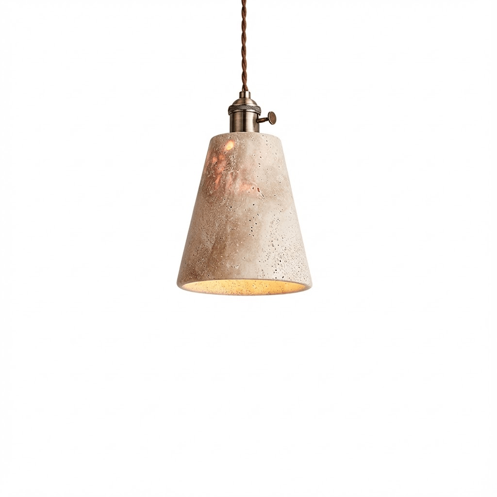 Ralv Minimalistische Pendelleuchte aus Gelbem Travertin