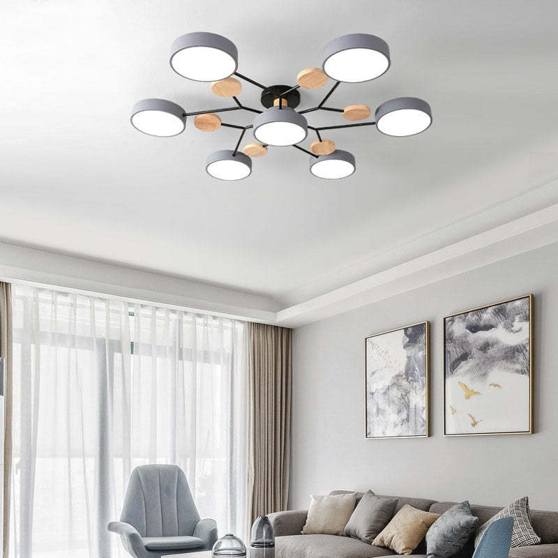 Muto Deckenleuchte Holz Modern Rund LED Weiß Schlaf/Wohnzimmer