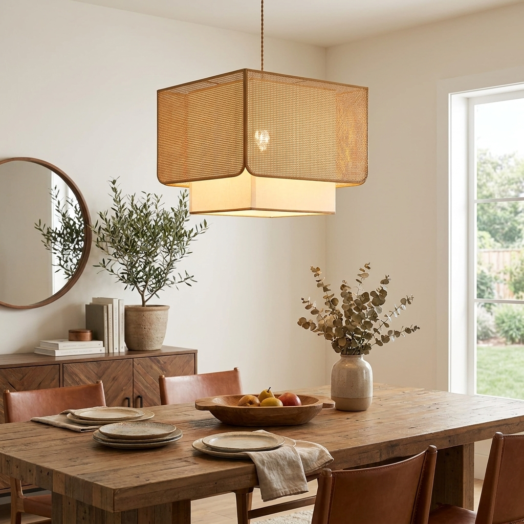 Yarrowford Pendelleuchte aus geflochtenem Rattan