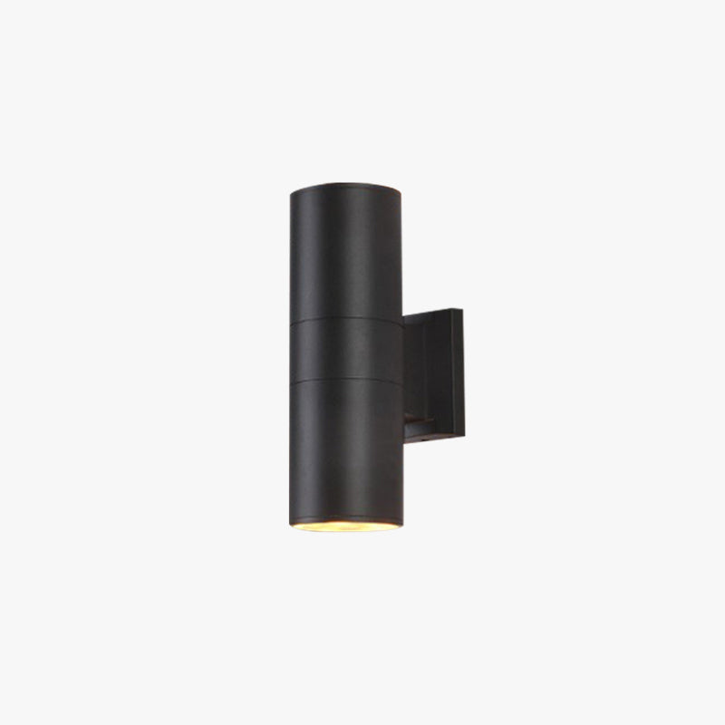Ray Modern LED Wandleuchte Doppelkopf Zylinder Schwarz Außen Metall/Glas