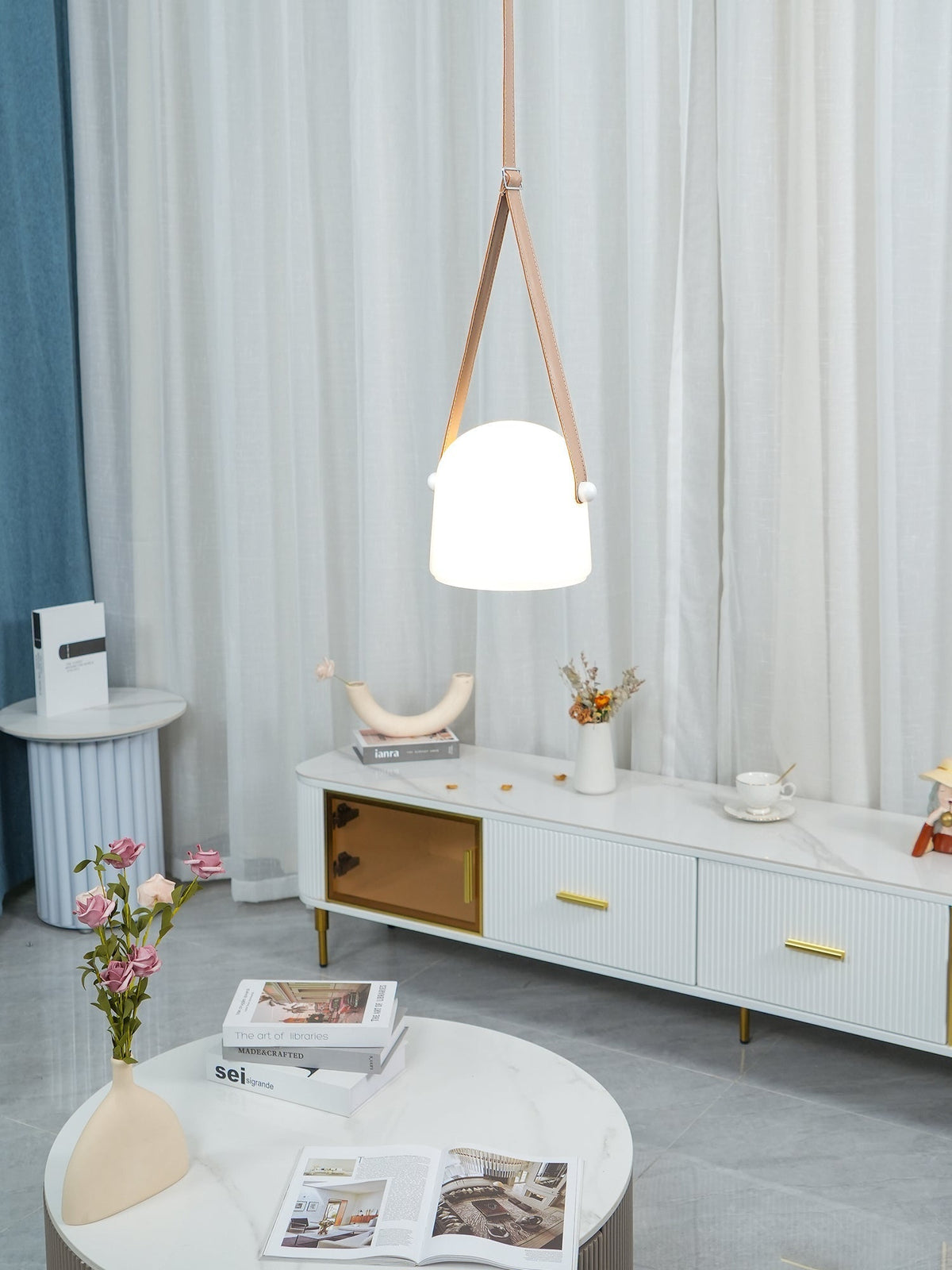 Averisce Pendelleuchte aus Leder im Industrie-Stil