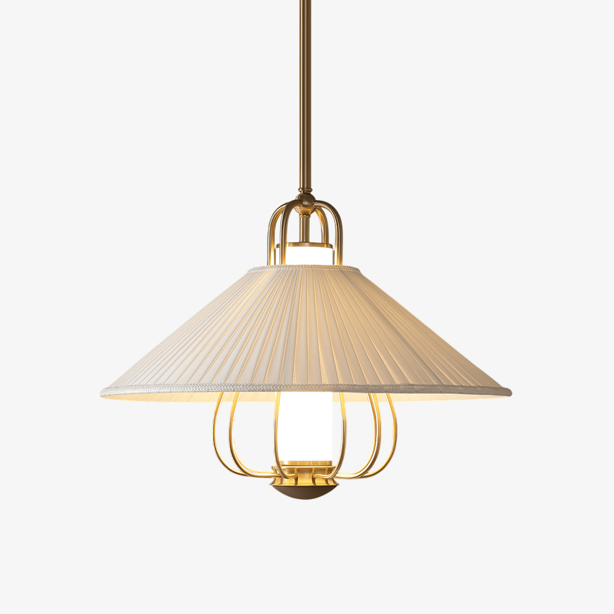 Solisiella Pendelleuchte Stoff Gold LED Essbereich