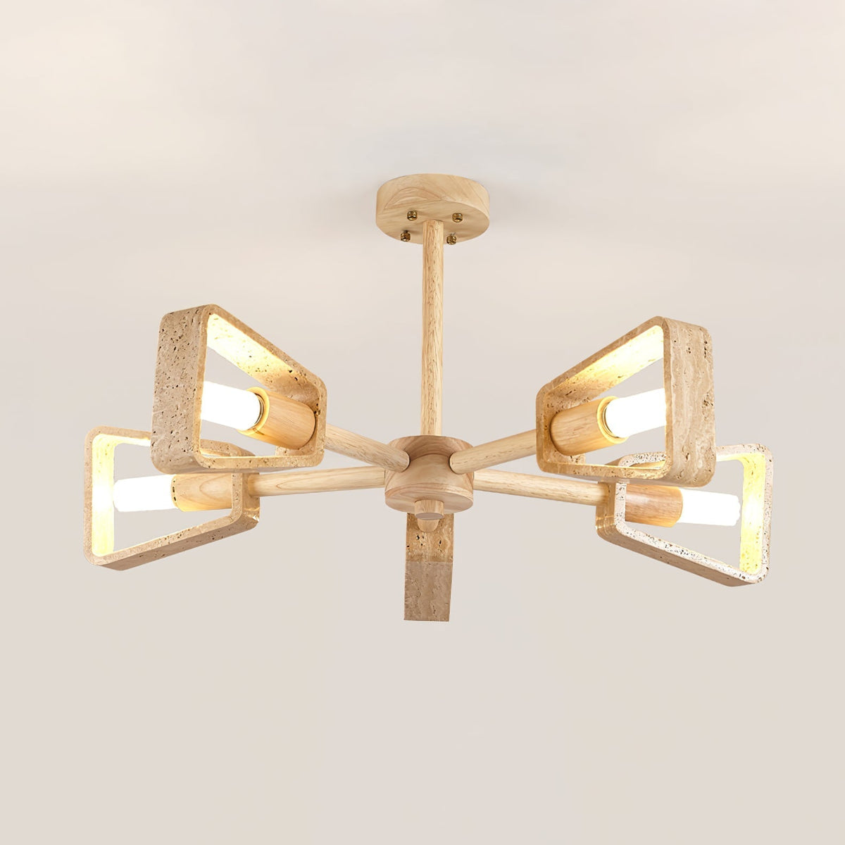 Hedra Travertin Geometrischer Kronleuchter
