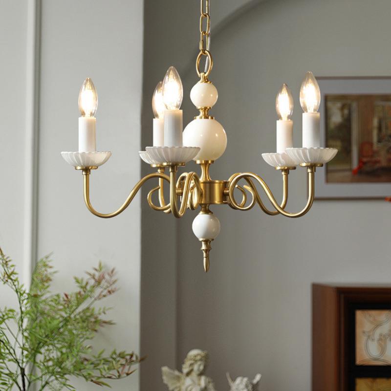 Silva Vintage LED Kerze Kronleuchter Keramik Schlafzimmer