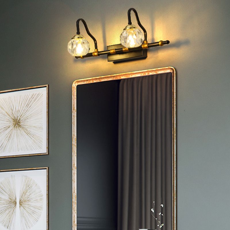 Kristy Moderne LED Wandleuchte Schwarz Bade/Schlafzimmer Kristall