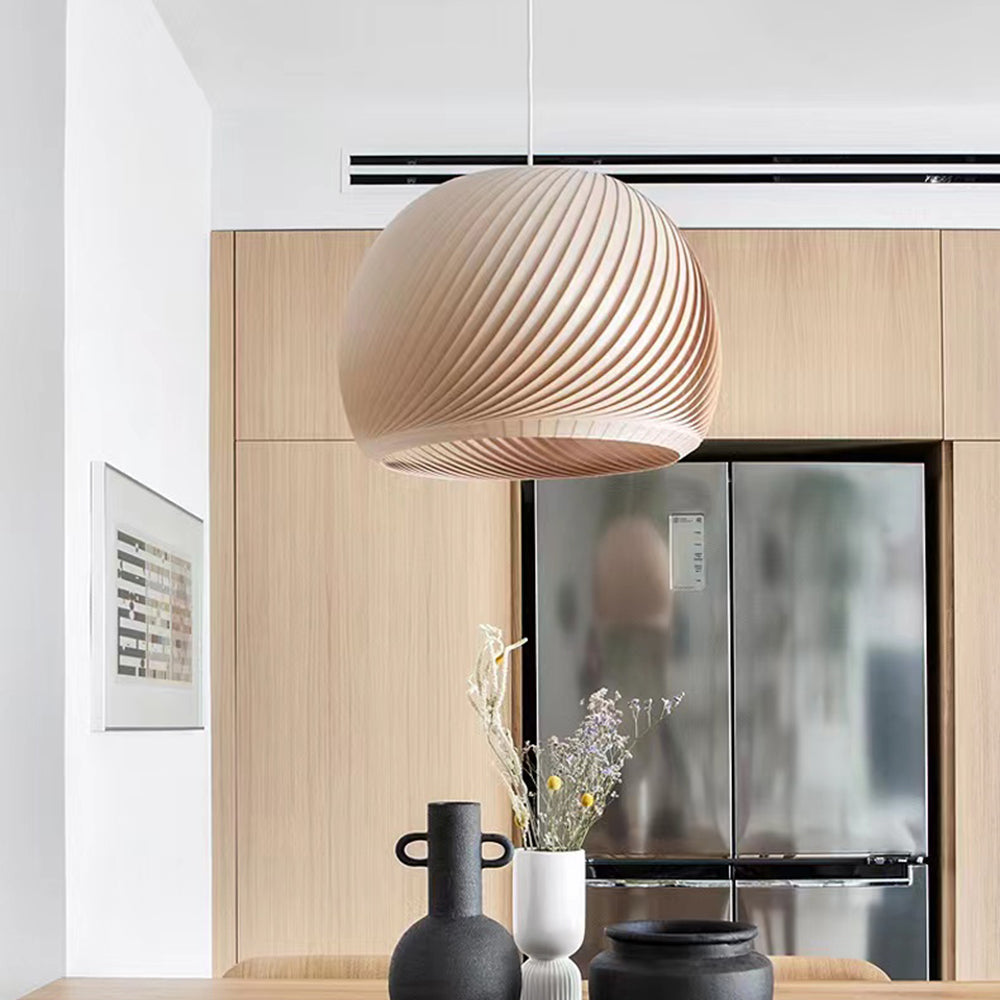 Muto Vintage Kugel LED Pendelleuchte 40/50cm Holz&Braun Esstisch/Schlaf/Wohnzimmer MetallDurchmesser