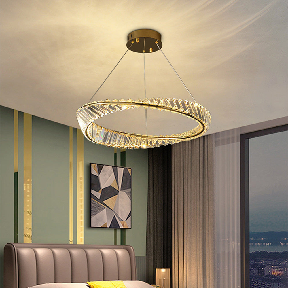 Kristy Kronleuchter luxuriös Rund LED Gold Glas Schlaf/Wohnzimmer
