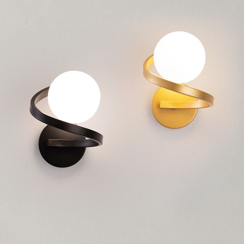 Arisha Design LED Wandleuchte Innen Schwarz/Gold Bade/Schlafzimmer Metall Glas