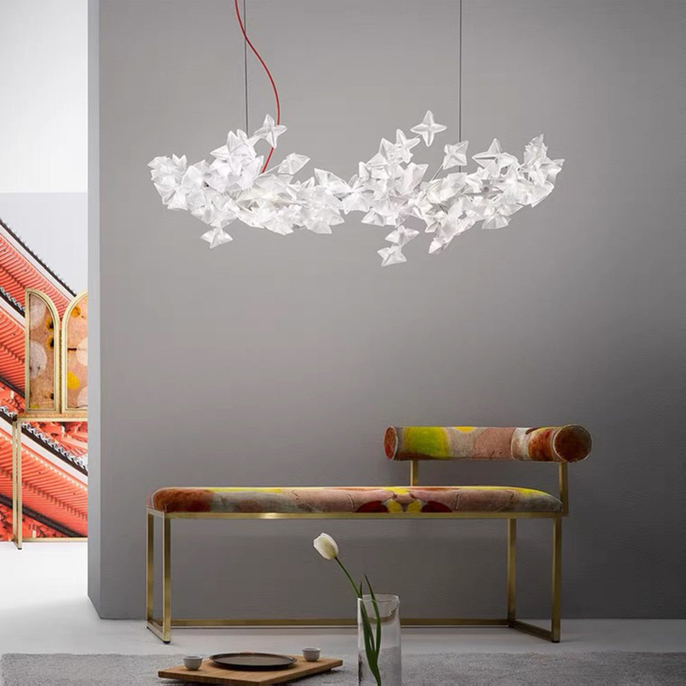 Olivia Luxury Star Acryl Pendelleuchte, Wohnzimmer, Silber