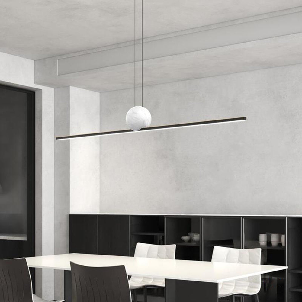 Arisha Pendelleuchte Marmor Industrial Linear LED Schwarz/Gold Esszimmer