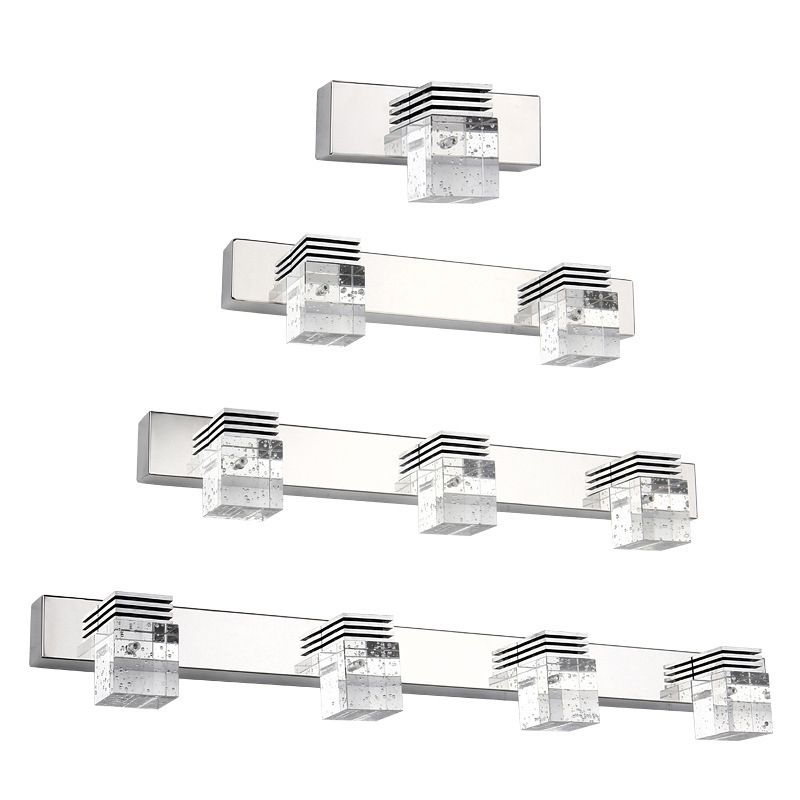 Arisha Modern Quadratisch LED Wandleuchte Silber Schlaf/Badezimmer Metall Kristall