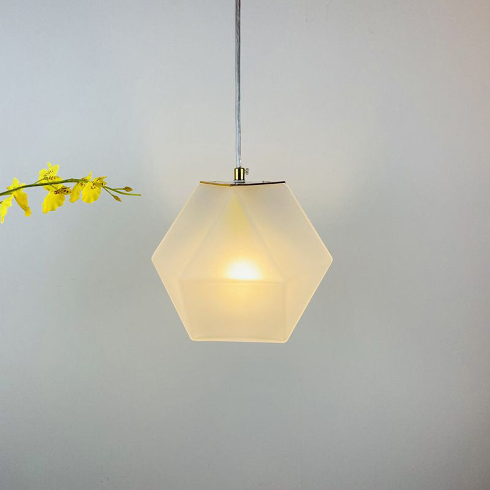 Valentina Modern Glas Pendelleuchte mit mehreren Polygonen, Weiß/Rauchgrau/Rosagold