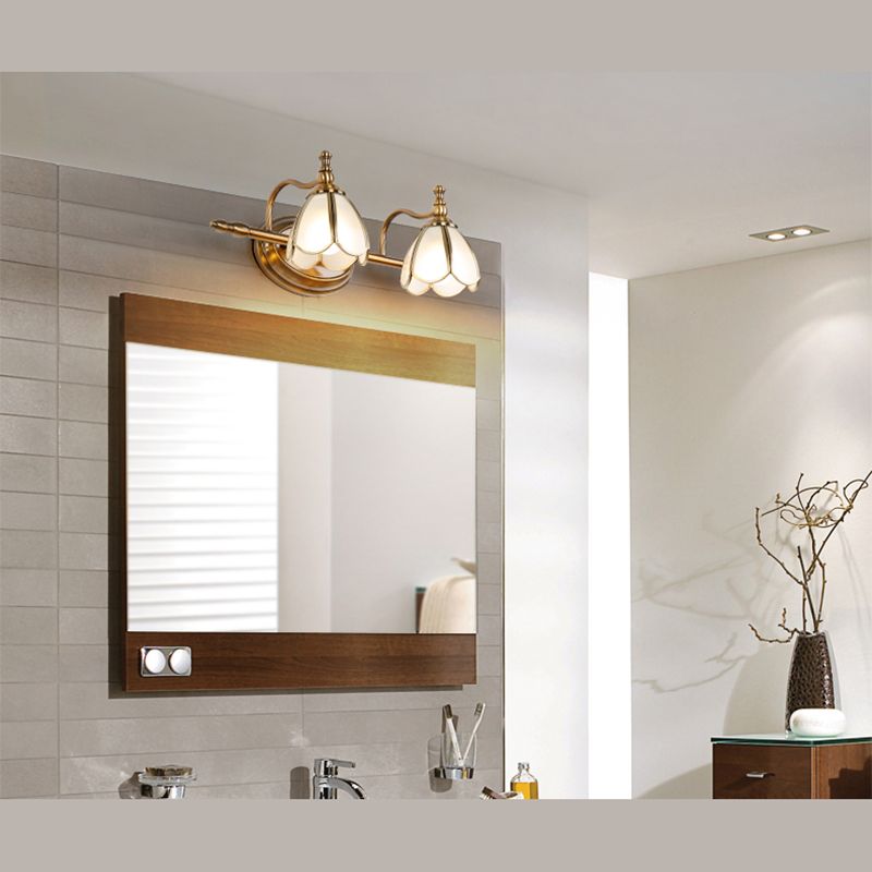Arisha Retro Blume LED Wandleuchte Weiß/Gelb Bade/Wohnzimmer Metall Glas 2/3/4/5 Leuchten