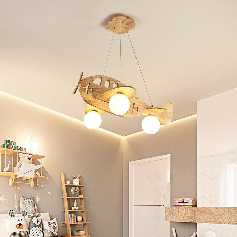 Aria Modern Pendelleuchte Flugzeugform Kugel Kinderzimmer, Holz Acryl