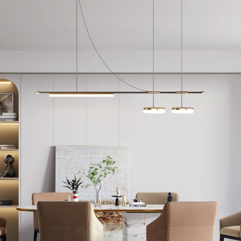 Arisha Modern Lange LED Pendelleuchte Schwarz Metall Esszimmer