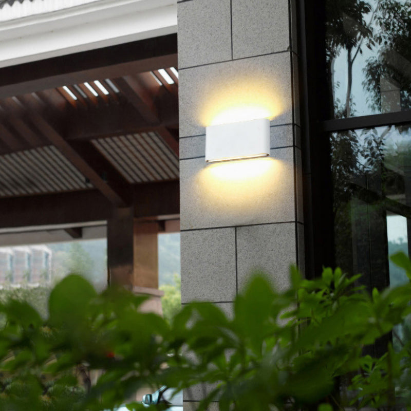 Ray Modern Wasserdichte LED Wandleuchte Rechteckig Innen/Außen Weiß/Schwarz Metall