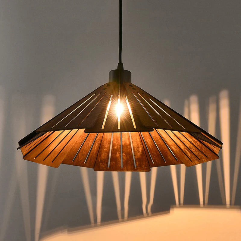 Arisha Design LED Pendelleuchte Gelb/Braun Ess/Schlaf/Wohnzimmer Innenbereich Holz&Metall Warmweiß