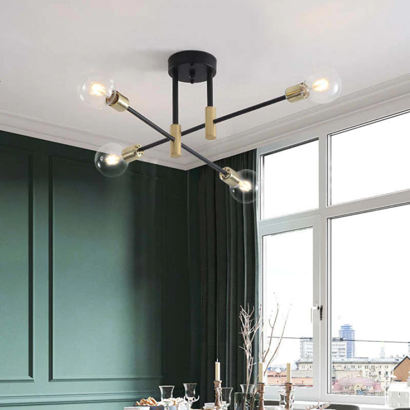 Valentina Modern Deckenleuchte Kugel Wohnzimmer Schlafzimmer Scharz/Gold Metall