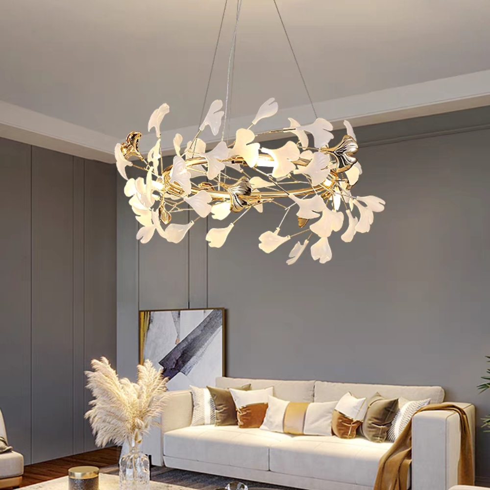Olivia Ring Runde Kronleuchter Moderner gold LED Keramik