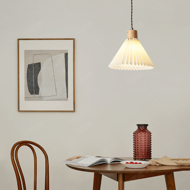 Muto Moderne LED Pendelleuchte Schlafzimmer/Wohnzimmer Weiß Holz