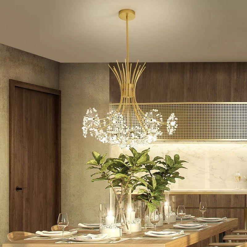 Arisha Modern Kristall LED Kronleuchter Gold Wohnzimmer/Esszimmer Metall&Acryl