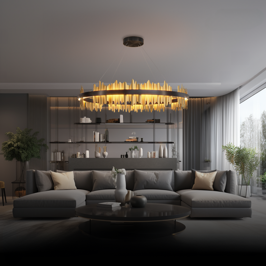 Kristy Industrial LED Kronleuchter Gold Metall Schalf/Wohnzimmer