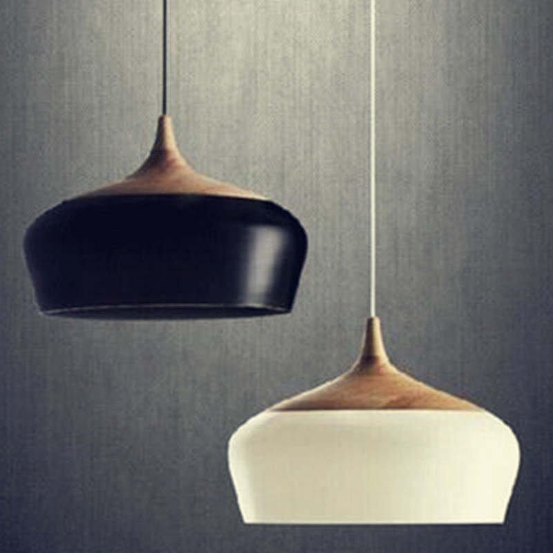 Arisha Modern Pendelleuchte Schale, Weiß/Schwarz, Esszimmer, Metall Holz