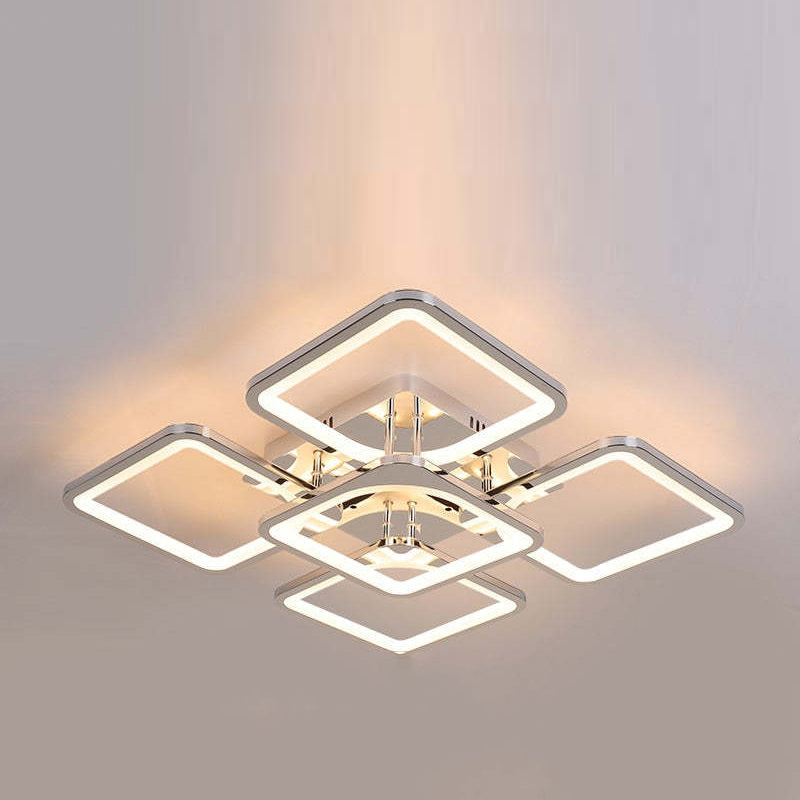 Arisha Design Luxus Quadrat LED Deckenleuchte Metall Acryl Wohnzimmer Schlafzimmer Esszimmer