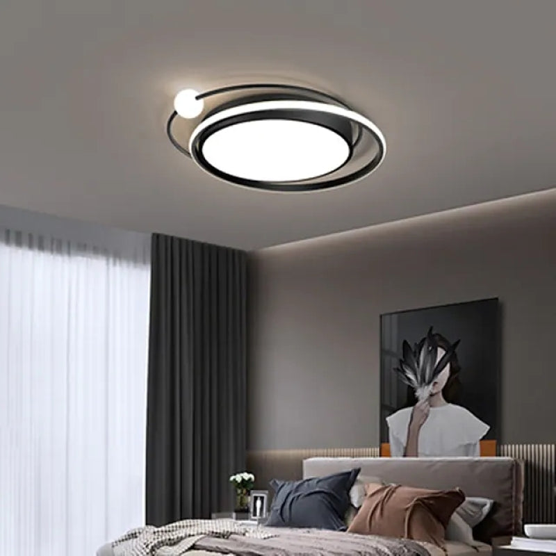 Arisha Modern LED Deckenleuchte Planet Design Schwarz/Gold, Schlafzimmer