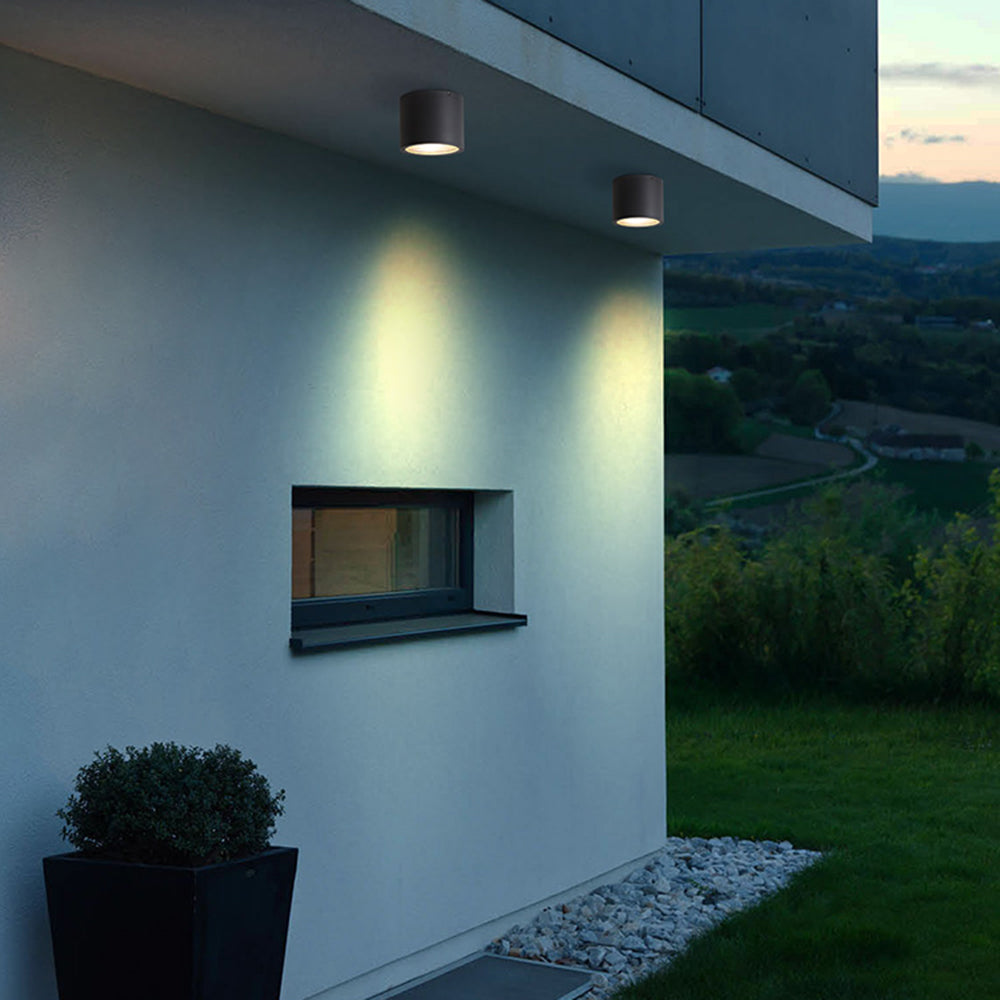 Ray Modern LED Außenleuchte Zylindrisch Schwarz Flur/Garten/Balkon Metall&Glas ∅11/15CM
