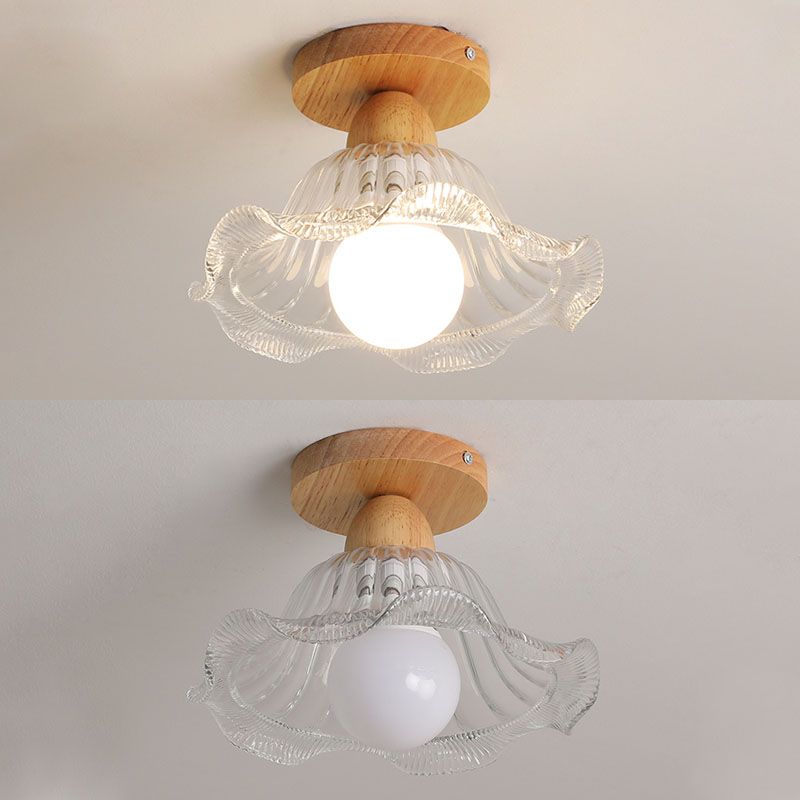 Arisha Modern LED Deckenleuchte Klar Wohn/Schlaf/Ess/Kinderzimmer Holz&Glas