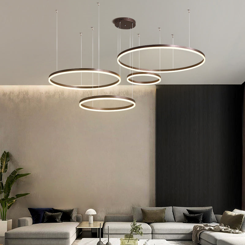 Arisha Pendelleuchte Tir-Kreis Ring Moderne Schwarz/Gold/Kaffee Metall Schlafzimmer