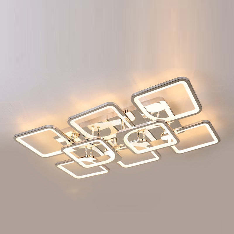 Arisha Design Luxus Quadrat LED Deckenleuchte Metall Acryl Wohnzimmer Schlafzimmer Esszimmer