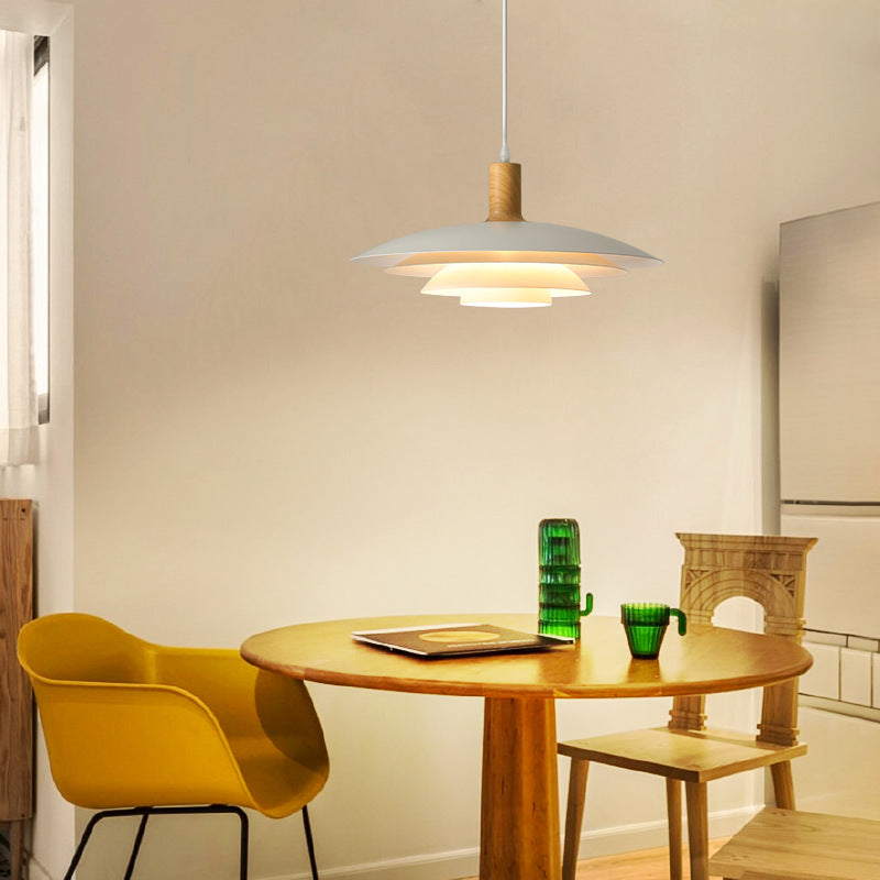 Valentina Moderne LED Pendelleuchte Weiß Holz Metall Schlafzimmer