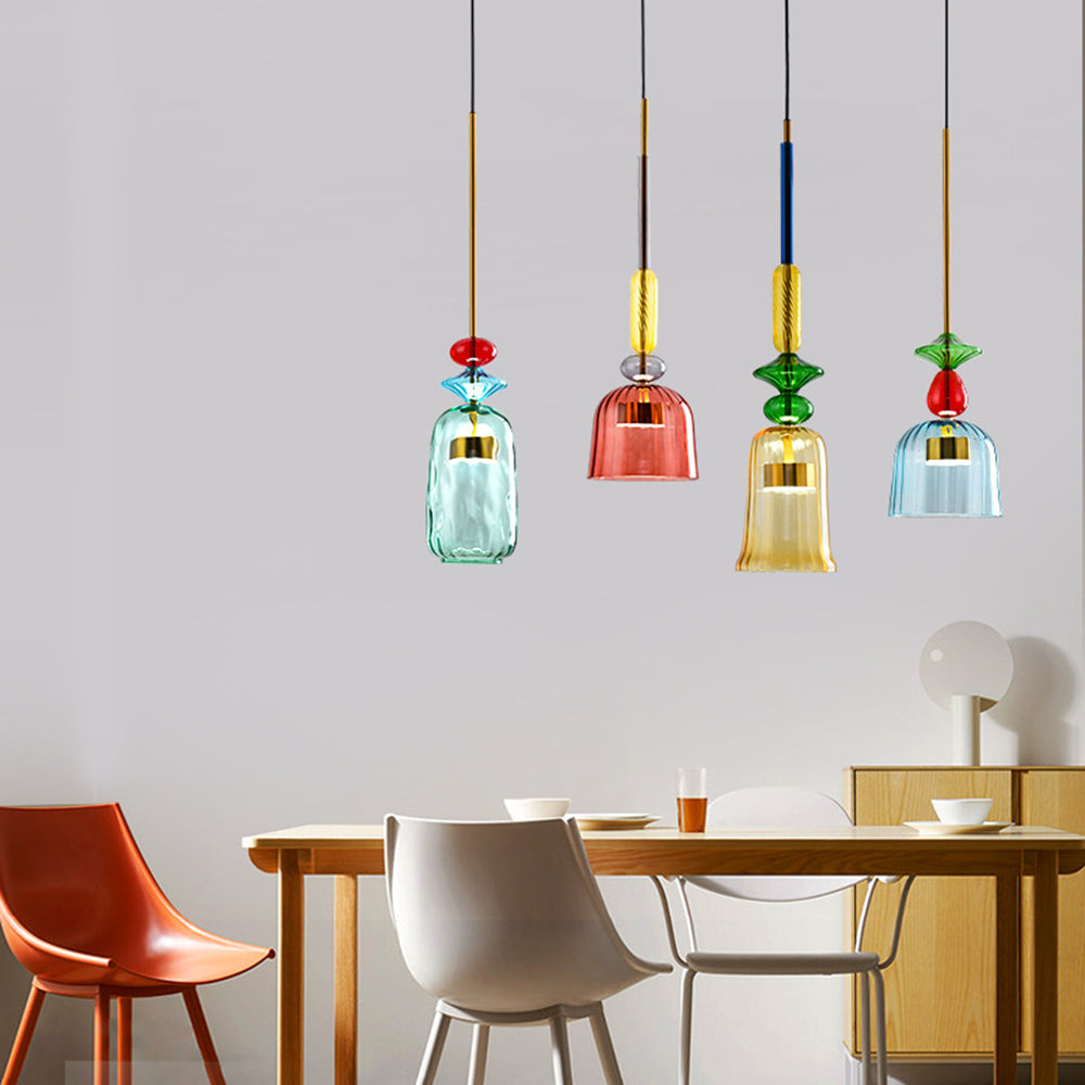 Valentina Modern LED Tasse Glas Pendelleuchte 6 Farben Wohnzimmer