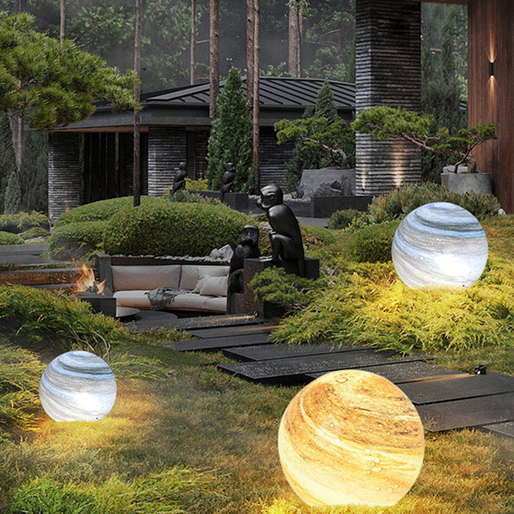 Aria Modern LED Außenleuchte Planet IP 65 Kugel Garten 2 Farben Glas