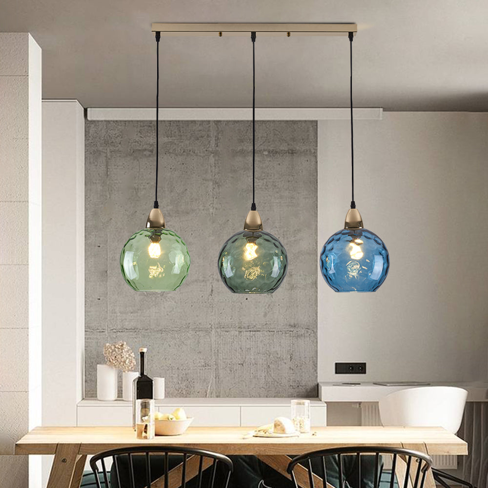 Aria Pendelleuchte Buntem Glas Kugel Schlafzimmer /Wohnzimmer 3 flamming
