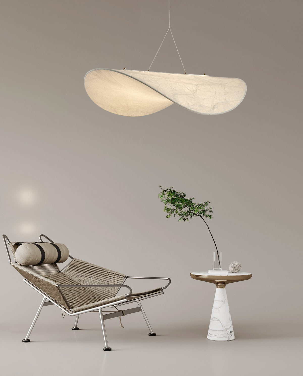 Marenis Elegance Pendelleuchte aus Seide im nordischen Stil