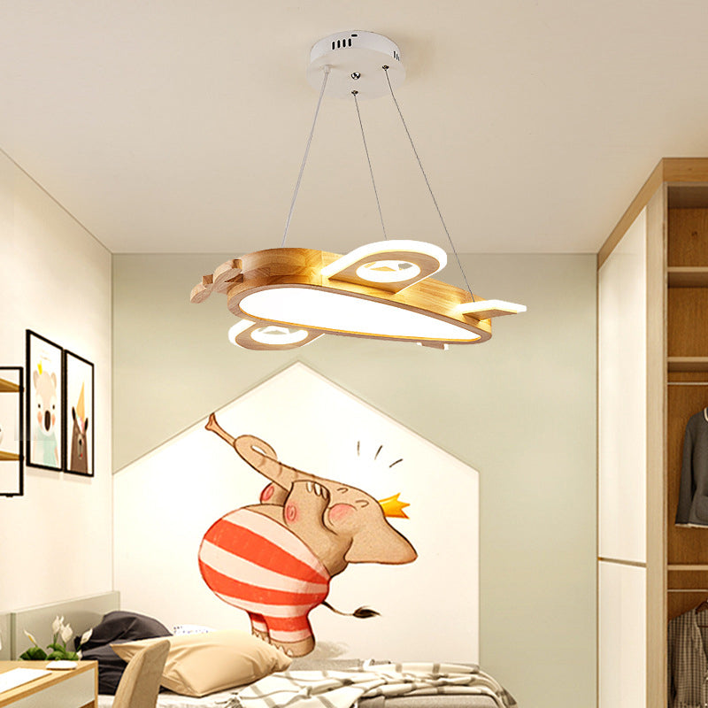 Aria Modern Pendelleuchte Flugzeugförmige Kinderzimmer, Gold, Holz Acryl