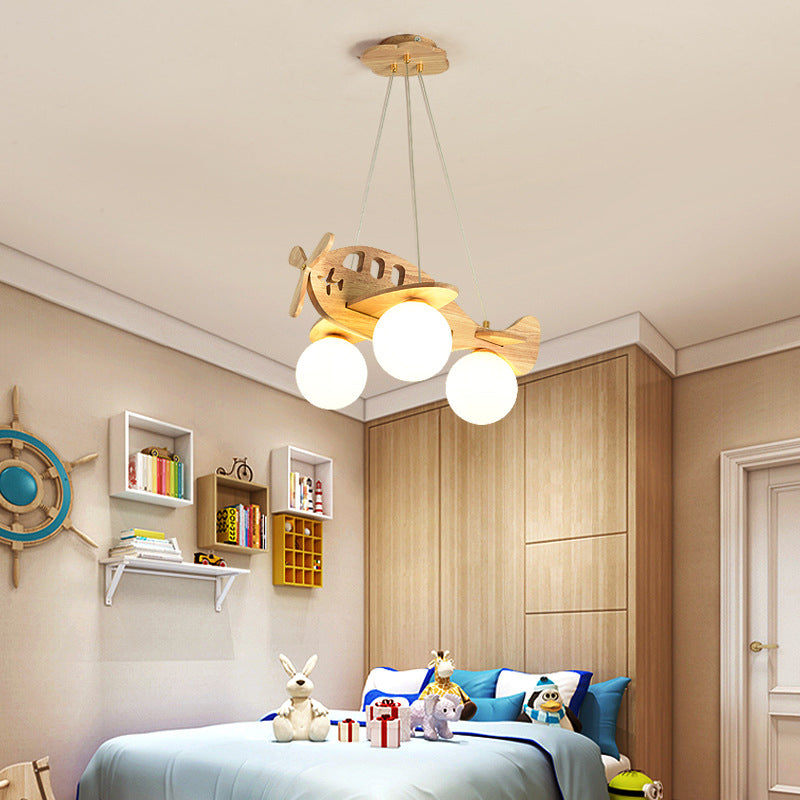 Aria Modern Pendelleuchte Flugzeugform Kugel Kinderzimmer, Holz Acryl