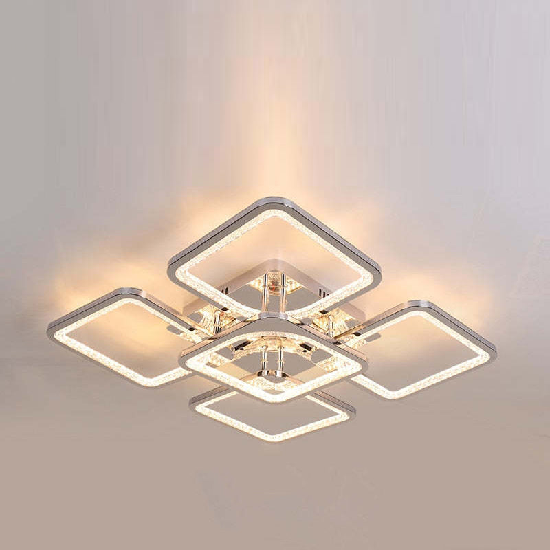 Arisha Design Luxus Quadrat LED Deckenleuchte Metall Acryl Wohnzimmer Schlafzimmer Esszimmer