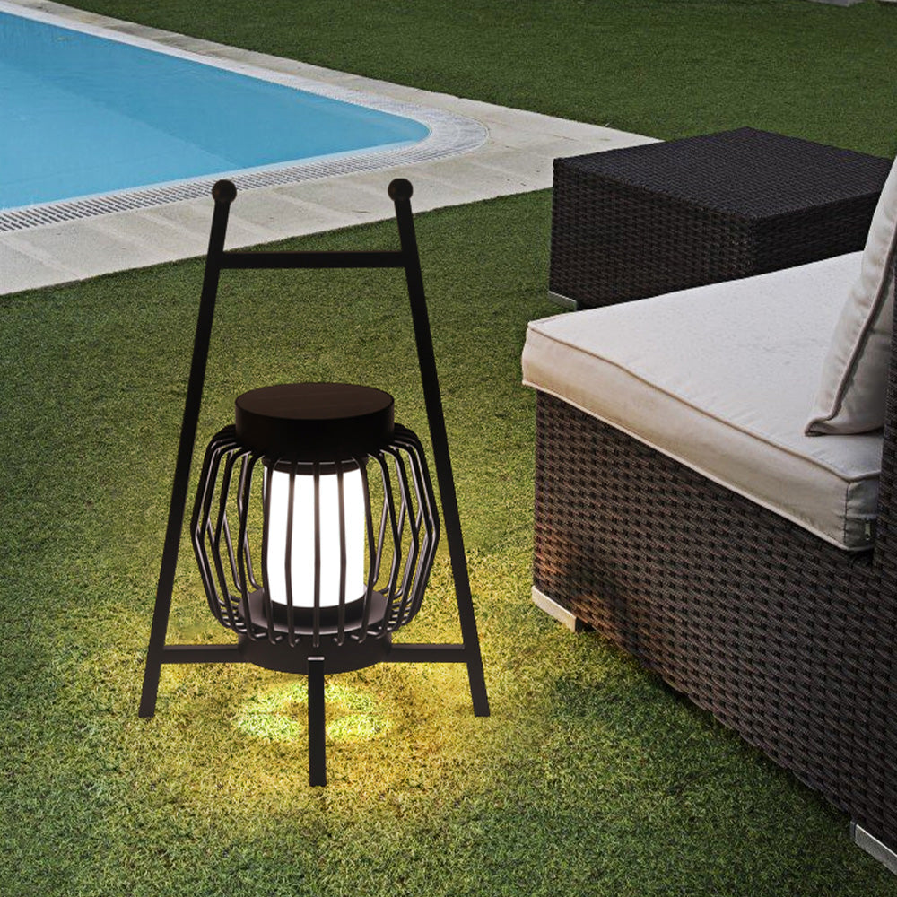 Ray Modern Laterne LED Außenleuchte Solar Schwarz Garten/Balkon/Flur Metall dia-38cm