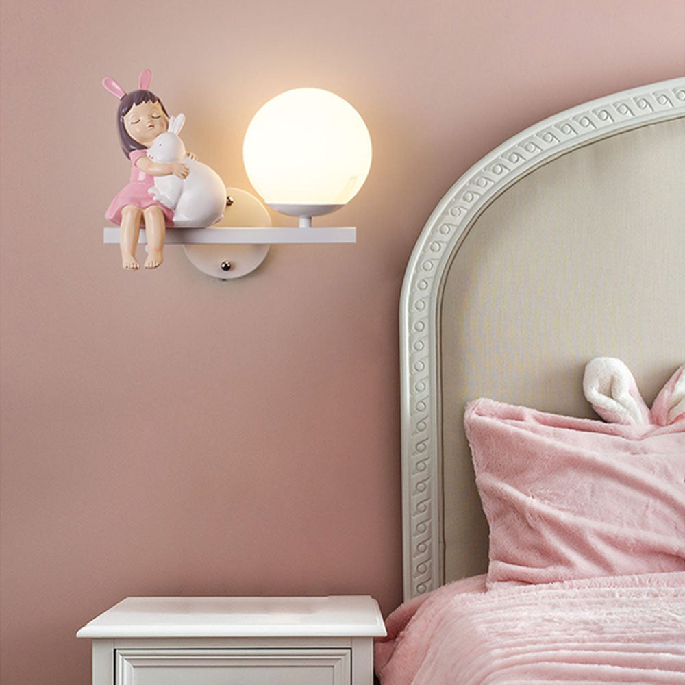 Aria Nordisch Wandleuchte, Weiß/Rosa, Innen, Kinderzimmer