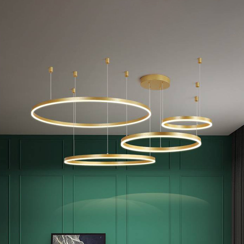 Arisha Pendelleuchte Tir-Kreis Ring Moderne Schwarz/Gold/Kaffee Metall Schlafzimmer