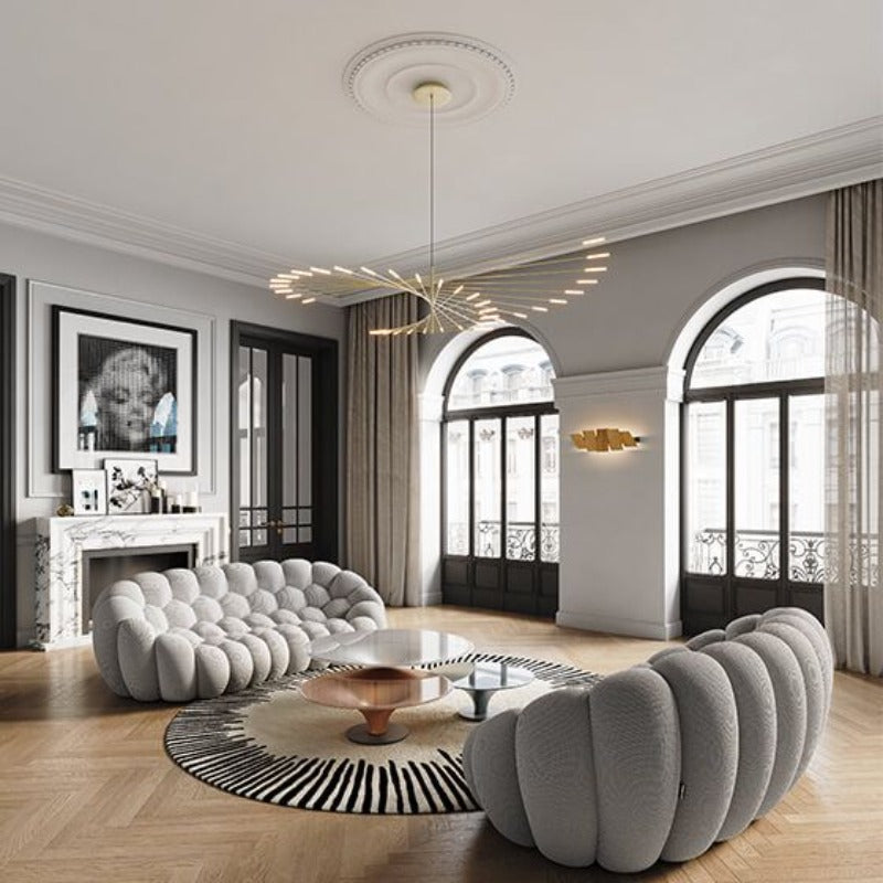 Arisha Kronleuchter Rotierendes Feuerwerk Schwarz/Gold Wohnzimmer/Kunstgalerie